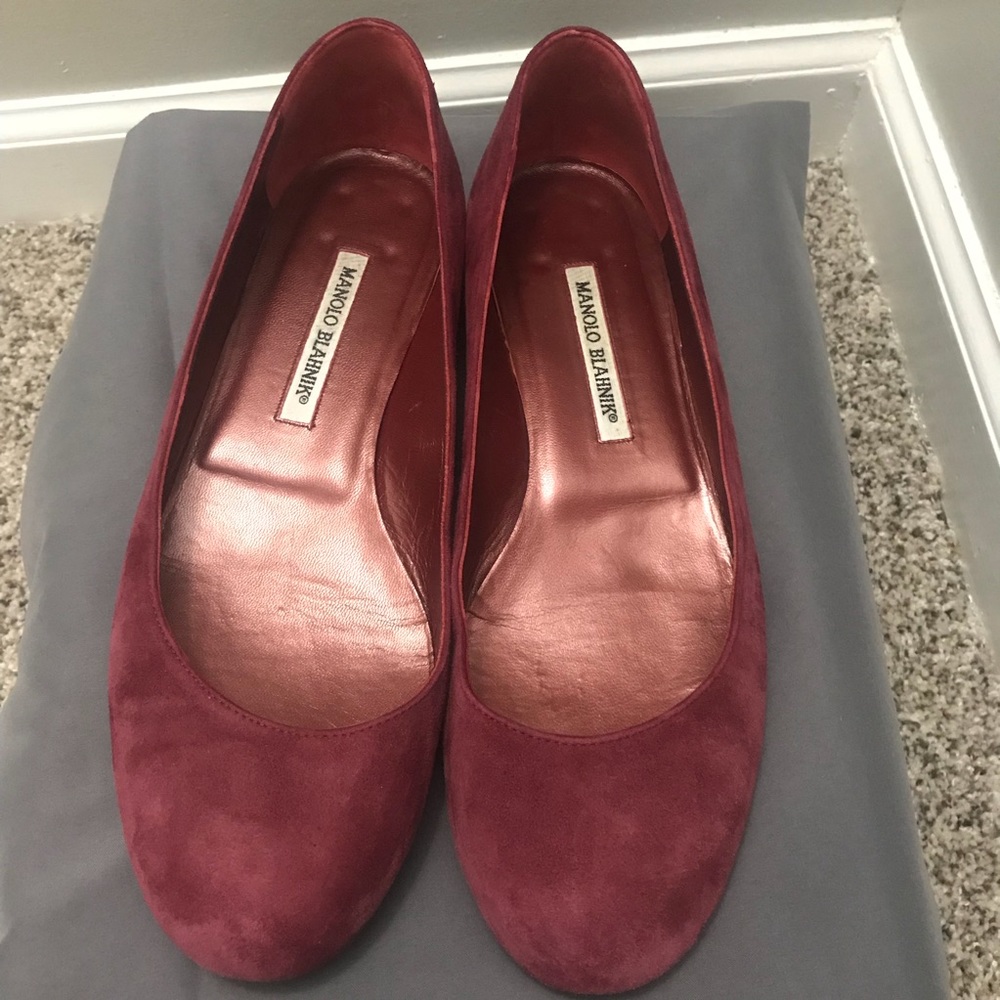 Manolo Blahnik suede ballet flats